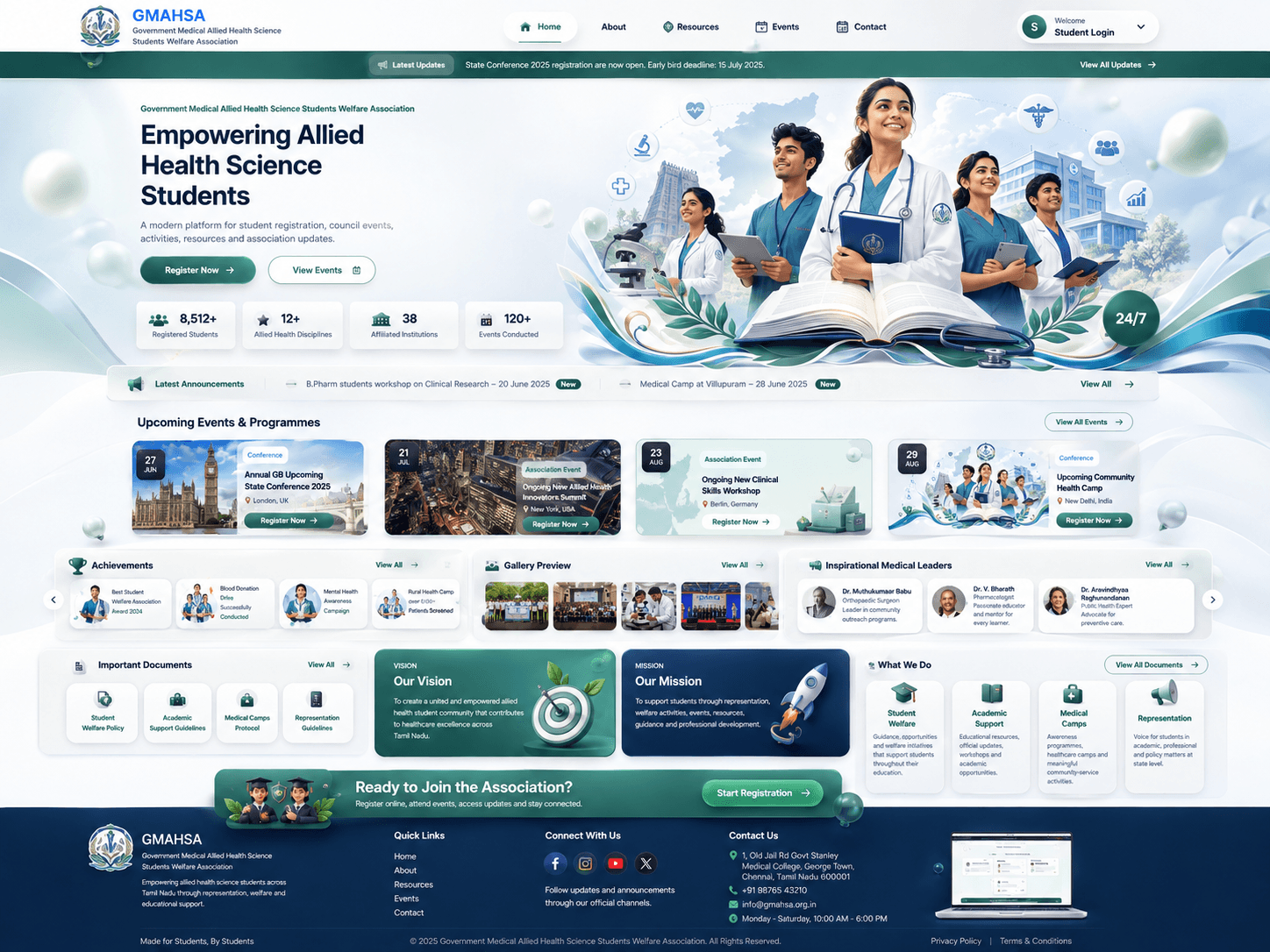 GMAHSSWA student membership dashboard